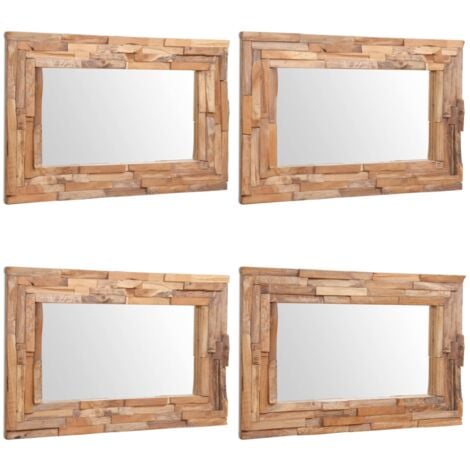 Dekorativer Spiegel Teak 90 x 60 cm Rechteckig - Teekholzspeigel - Wandspiegel - Wohnzimmerdeko - Badspiegel - Rechteckiger Spiegel - Home & Living