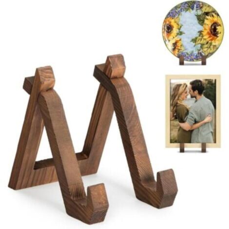 Dekorativer Tellerhalter aus Holz, Tellerständer für Esstisch, Ausstellungsständer für Bilderrahmen (1 Stück)