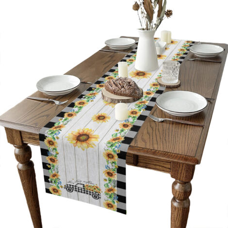 Dekorativer Tischläufer aus farbenfroher Baumwolle und Leinen, Maße 33 x 183 cm, farbecht und pflegeleicht, 1 Stück, für ein romantisches Ambiente zu Hause oder im Restaurant