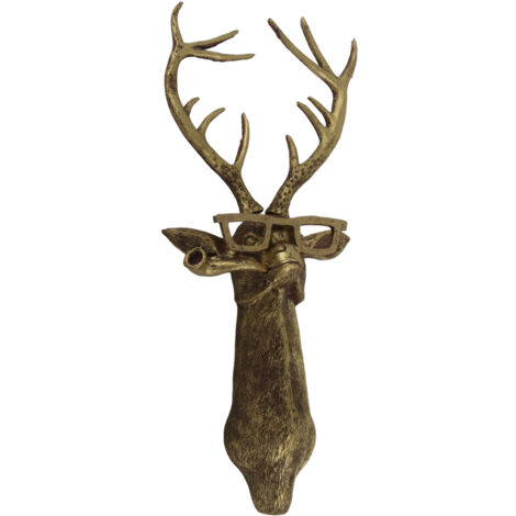 Dekorativer Wandbehang aus Holz in Form eines Hirschkopfes, Wandornament aus Hirschgeweih, geometrische Tierkopf-Dekoration für das Wohnzimmer