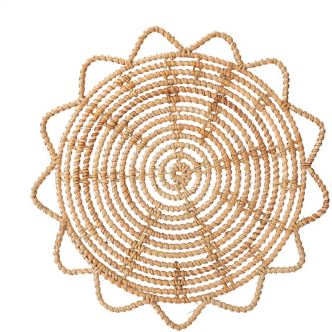 Dekorativer Wandkorb [Wanddekoration] [Gewebtes Dekor] Boho [Holz] [33x33cm] [1 Stück]