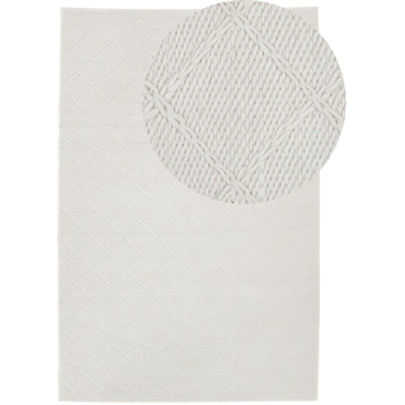 Beliani Teppich Ellek Weiß 140 X 200 Cm Wolle