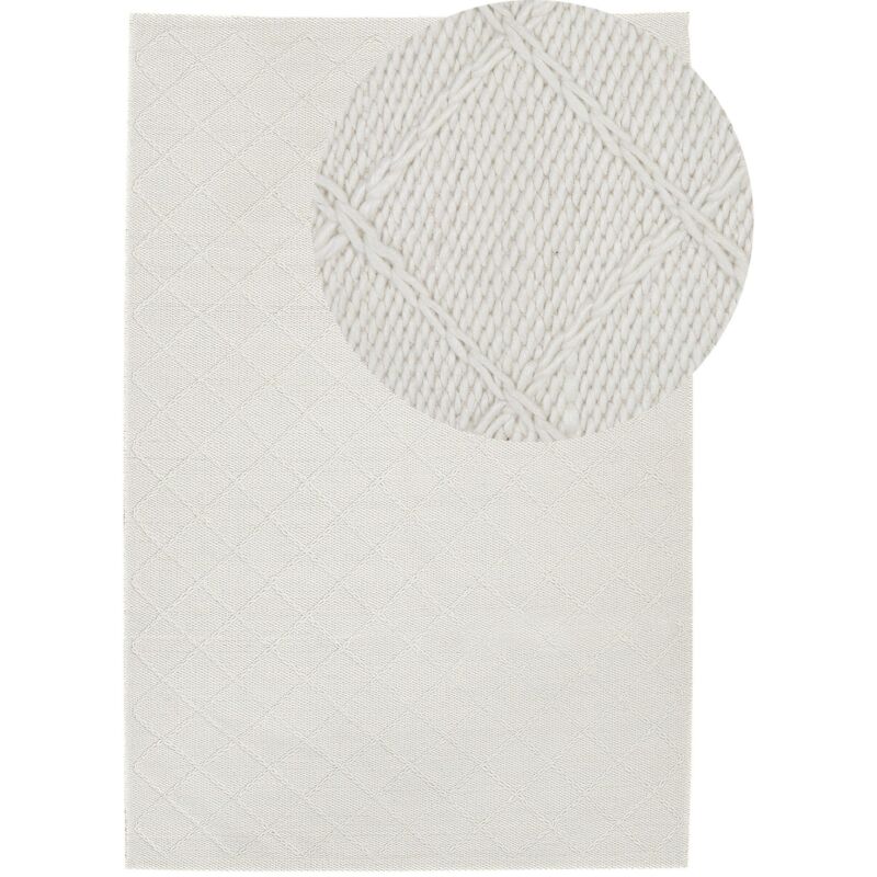 Beliani Teppich Ellek Weiß 160 X 230 Cm Wolle