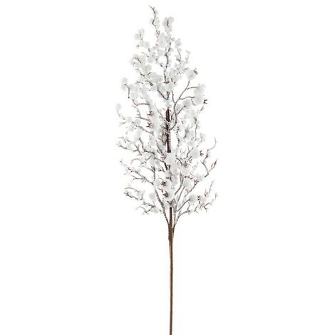 Dekorativer Zweig mit eisweißen Beeren h60 cm
