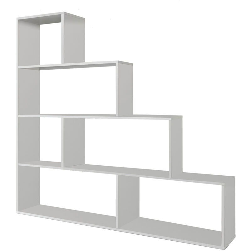 Calicosy - Buchhandlung Vancouver, Doppelseitiges Bücherregal Mit 6 Einlegeböden, Trennregal Mit Bürofächern, Cm 145x29h145, Glänzend Weiß