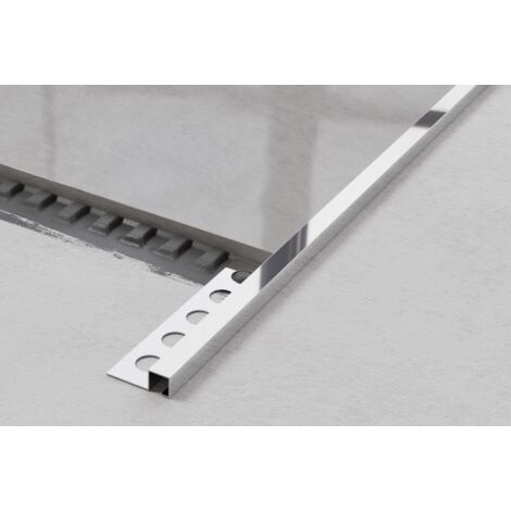Dekoratives QS-Profil aus rostfreiem Stahl für Fliesen 1cm x 270cm - glänzend silber