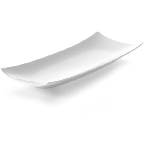 Dekoratives rechteckiges Tablett BARKA 218x105mm weißes Porzellan - Hendi 785546