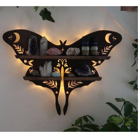 Dekoratives Regal aus Naturholz mit Mondphasen, Modell Mondregal, Maße 30 x 40 cm, für Wohnzimmer oder Büro