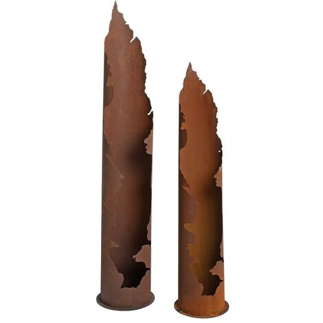 Dekosäule Rostsäule Gartendeko 120 + 150 cm Set Edelrost Säule Pflanzsäule Rost