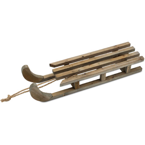 Dekoschlitten aus Holz natur mit Seil - 46 x 12 cm - Deko Holzschlitten mit Naturkordel zum Basteln und Dekorieren