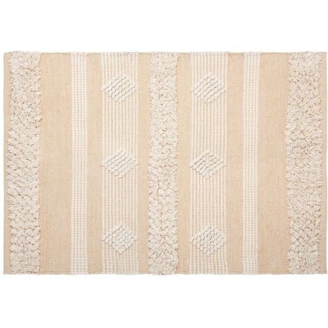Dekoteppich beige Cot Sand, Baumwolle, Boho, 60 x 90 cm