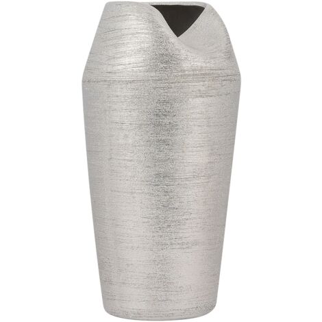 Dekovase APAMEA Steinzeug 33 cm Silber