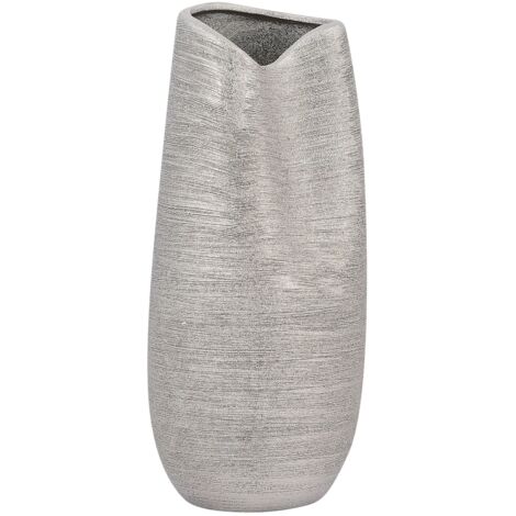 Dekovase DERBE Steinzeug 32 cm Silber