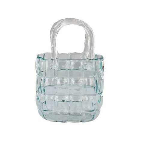 Dekovase Handtaschenvase aus Glas schillernde Taschenvase aus Glas mit Griff