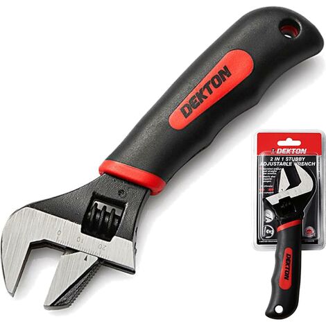 Dekton 2 In 1 Adjustable Stubby Wide Opening Spanner Wrench Soft Grip Handle