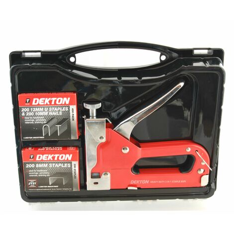 Dekton 3 In 1 Heavy Duty Staple Nail Gun Set Tacker 10 12 14mm with 600 Staples