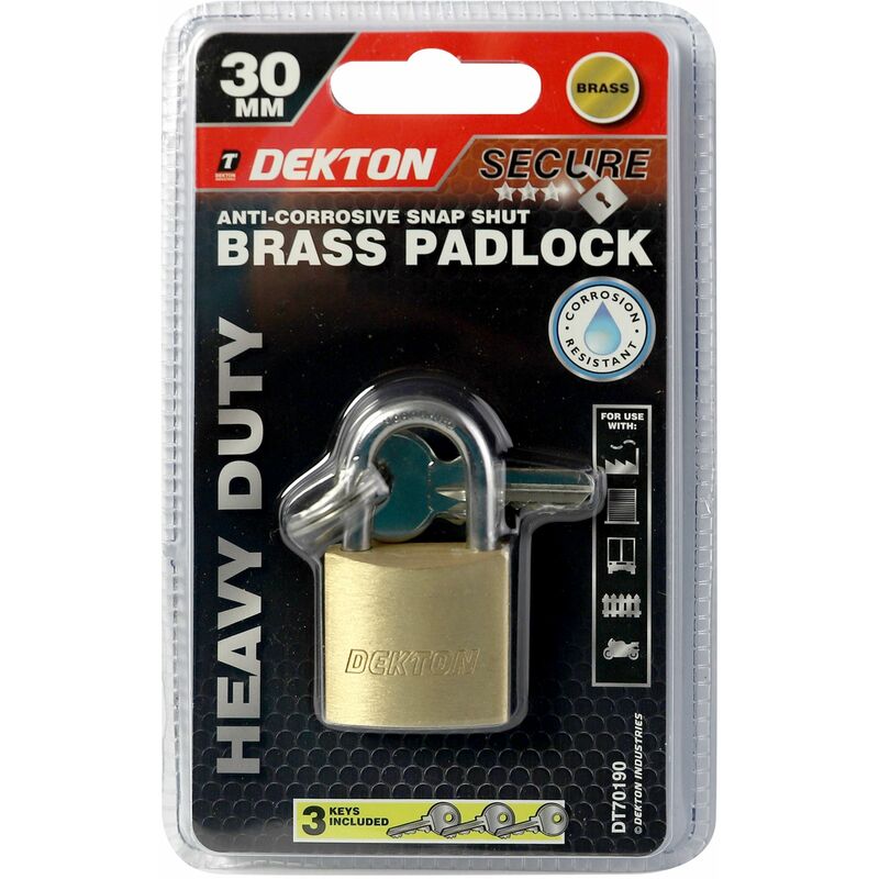 Dekton - 30 mm brass heavy duty padlock, body & barrel