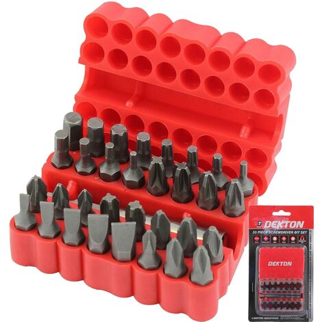 Dekton 33pc Screwdriver Bit Holder Set Hex Torx Star Key Pz Phillips Slotted