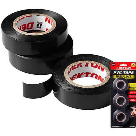 Dekton 3pc Black PVC Electrical Insulating Self Amalgamating Tape 15mmx13m