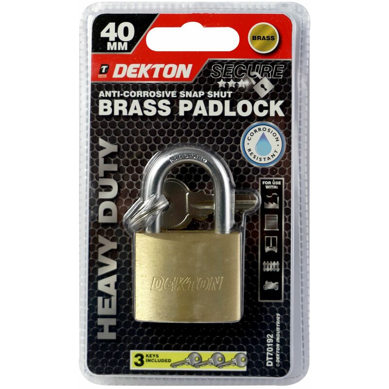 Dekton - 40 mm brass heavy duty padlock, body & barrel