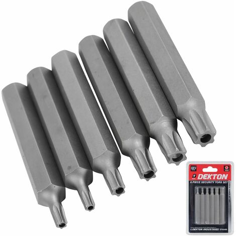Dekton 6 pc Security Male Torx Set 75mm Tamper Proof T20 T25 T30 T40 T45 T50