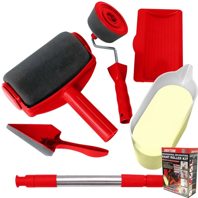 Dekton - 6pc Paint Roller Runner Brush Handle Tool Decorating Kit diy Set