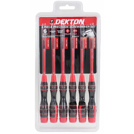 Dekton 6pc Precision Screwdriver Set Slotted Philips PH00 Ph0 PH1 Phones Computers etc