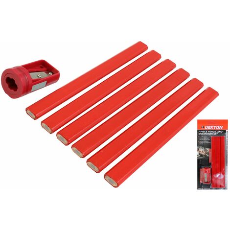 Dekton 7 Pc Carpenters Pencil And Sharpener Joiner Set Marking Wood Material