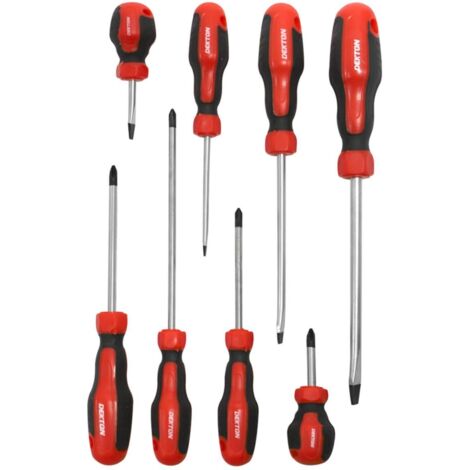 Dekton 8pc Screwdriver Set DIY Professional Flat Phillips Chrome Vanadium Magnetic Tip