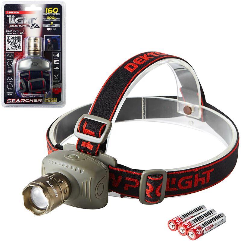 Searcher xa 160 cob led Torch 160 Lumens 200M Headtorch With Batteries - Dekton