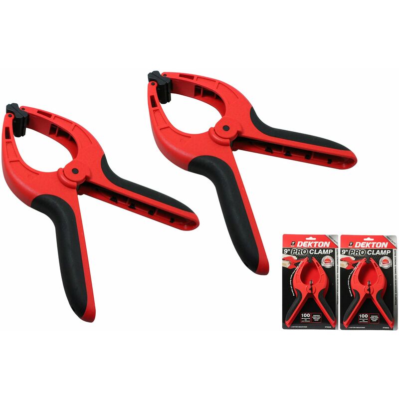 2 X Dekton Spring Quick Grip Clamps Wood Work Carpentry Plastic Clamp 230mm /9"