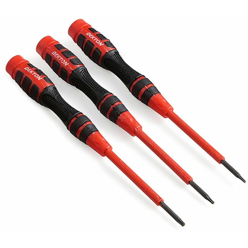 Dekton DT65309 3PC Long Precision Screwdriver Set Flat & Phillips