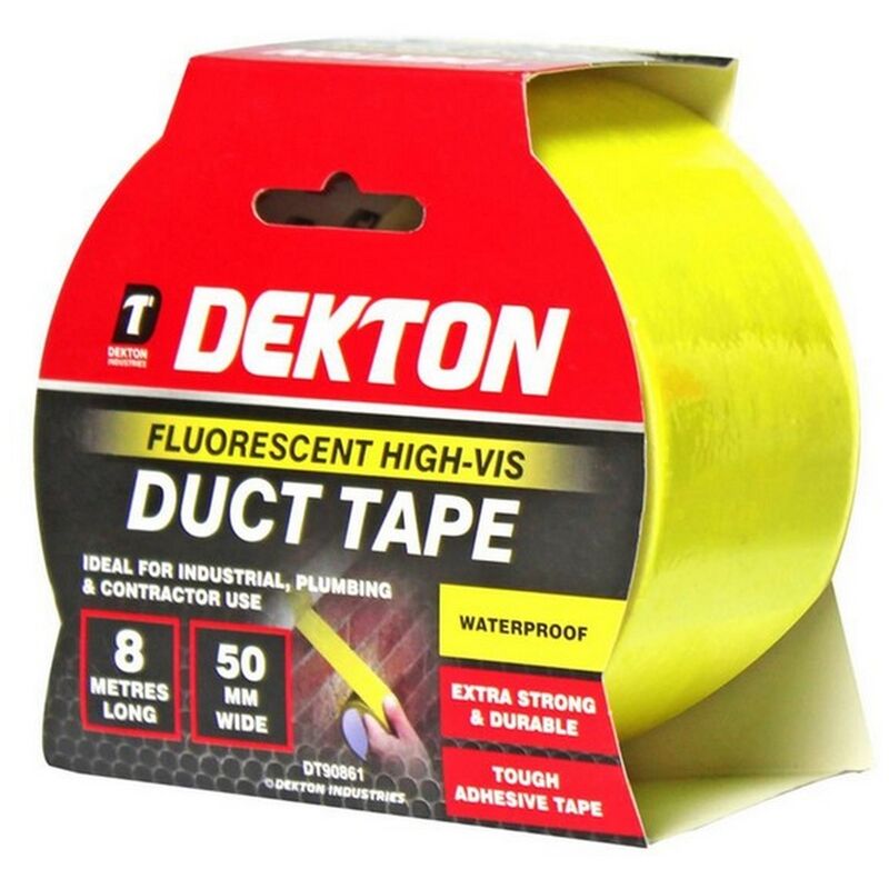 DT90861 Hi Vis Duct Tape 8m x 50mm (Fluorescent Yellow) - Dekton