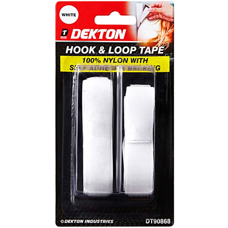 Dekton White 20mm X 1m Hook & Loop 100% Nylon