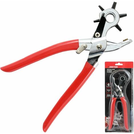 1pc Red/silver Portable Leather Belt Hole Puncher Tool For Diy