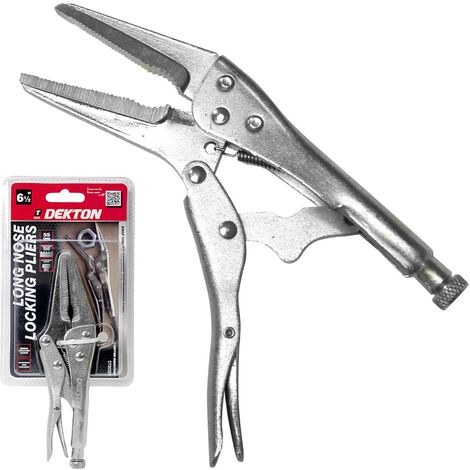 Dekton Long Nose Locking Grips Mole Gripping Adjustable Pliers 165mm (6 1/2")