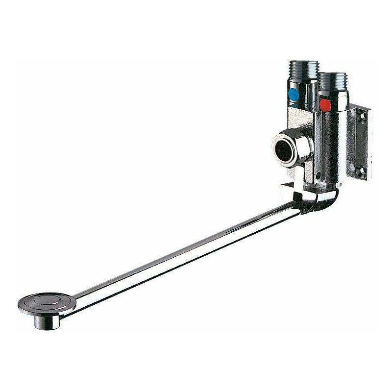 Delabie - Mitigeur mixfoot a commande au pied, fermeture automatique instantanee. Montage mural sans ecrou Ref. 739102