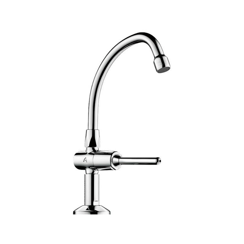 

Delabie - Grifo temporizado TEMPOSTOP de columna con palanca de cuello de cisne L.150 mm latón cromado