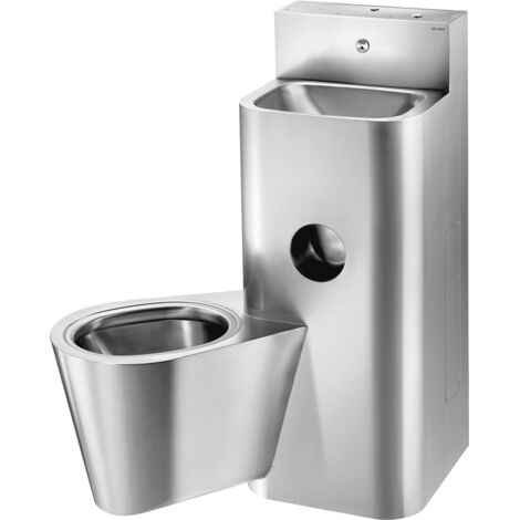 Delabie Kombi Compact avec chasse d'eau encastrée à gauche, acier inoxydable 1.4301 sat