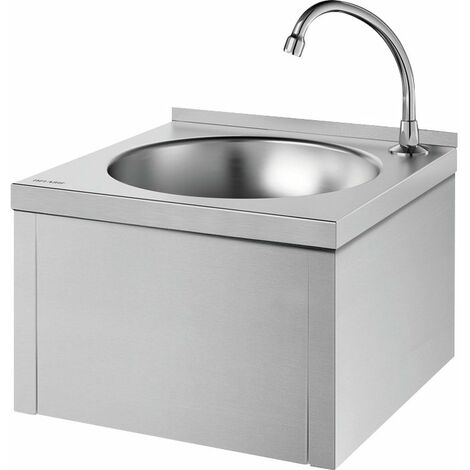 Delabie – Lave-mains mural inox 385x250mm – Déclenchement au genou – Fixation murale – 182310