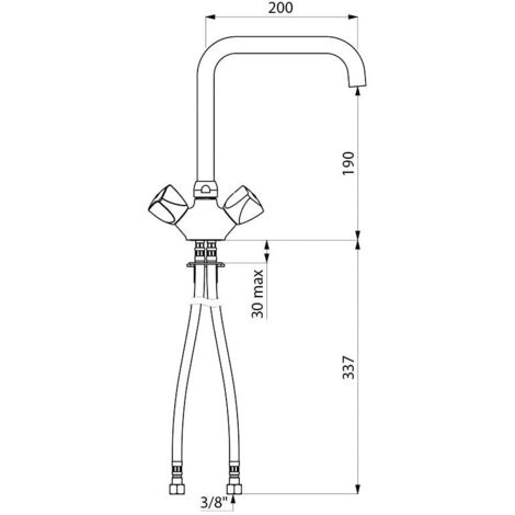 Delabie – Mélangeur de cuisine monotrou sur table – Bec haut 300 mm – Longueur 300 mm – Pour installations modernes - G66453