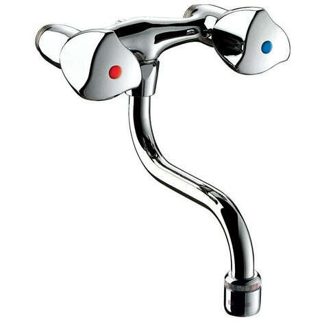 Delabie – Mélangeur évier mural 110 mm – Filetage M1/2' – Débit 3 L/min – Bec orientable 120 mm – Laiton chromé pour installations murales - M15x21
