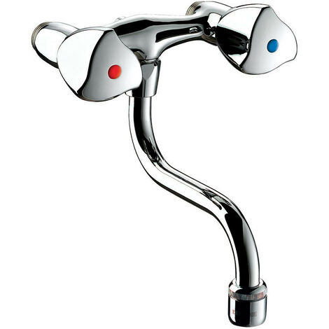 Delabie – Mélangeur évier mural 110 mm – Filetage M1/2' – Débit 3 L/min – Bec orientable 120 mm – Laiton chromé pour installations murales - M15x21