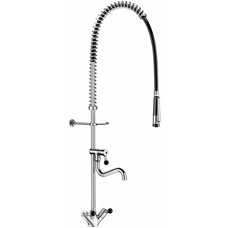 Delabie – Prélavage monotrou avec robinet de puisage orientable – Débit 25 l/min – Fixation renforcée avec tiges filetées – Laiton durable