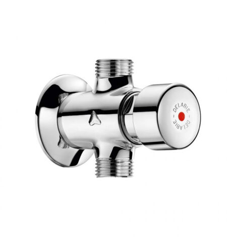 Delabie – Robinet de douche temporisé M1/2' – Débit réglable 9 l/min – Installation murale en applique – Corps laiton massif chromé