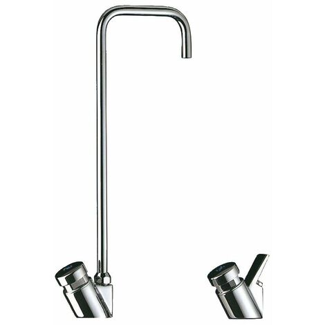 Delabie – Robinet de fontaine à bec pour tube Rilsan 4x6 – Commande unique à pression – Laiton chromé – Débit ajustable – Hauteur sous bec pratique - 311TR1