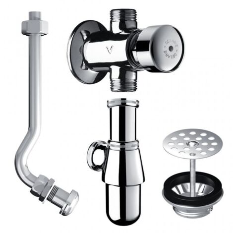 Delabie – Robinet d'urinoir droit Tempostop – Compatible urinoir Jacob Delafon Coquille 2 – Laiton chromé – Système de commande temporisée