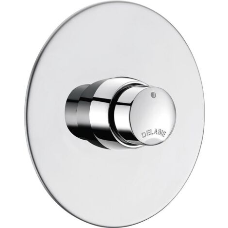 Delabie – Robinet d'urinoir encastré temporisé 3 secondes – Débit 0,15 l/sec à 3 bar – Installation murale – Rosace inox poli brillant Ø 130