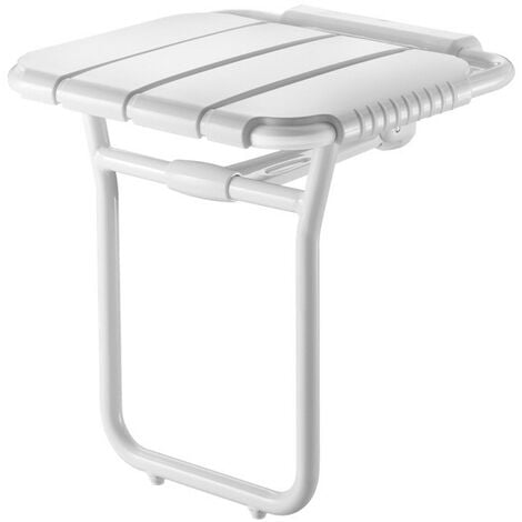 Delabie - Siège de douche relevable large avec pied ALU époxy blanc charge recommandé 135Kg