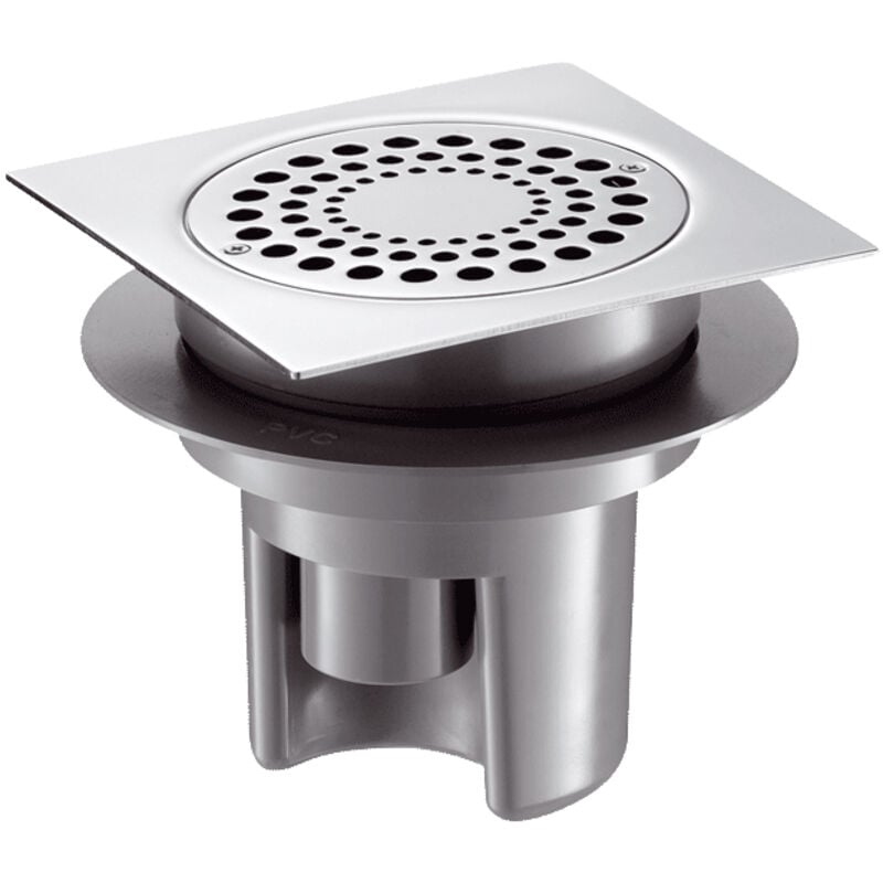 Delabie - Siphon de sol à hauteur réglable - 150x150 platine laiton - grille inox - hauteur réglable jusqu'à 85mm